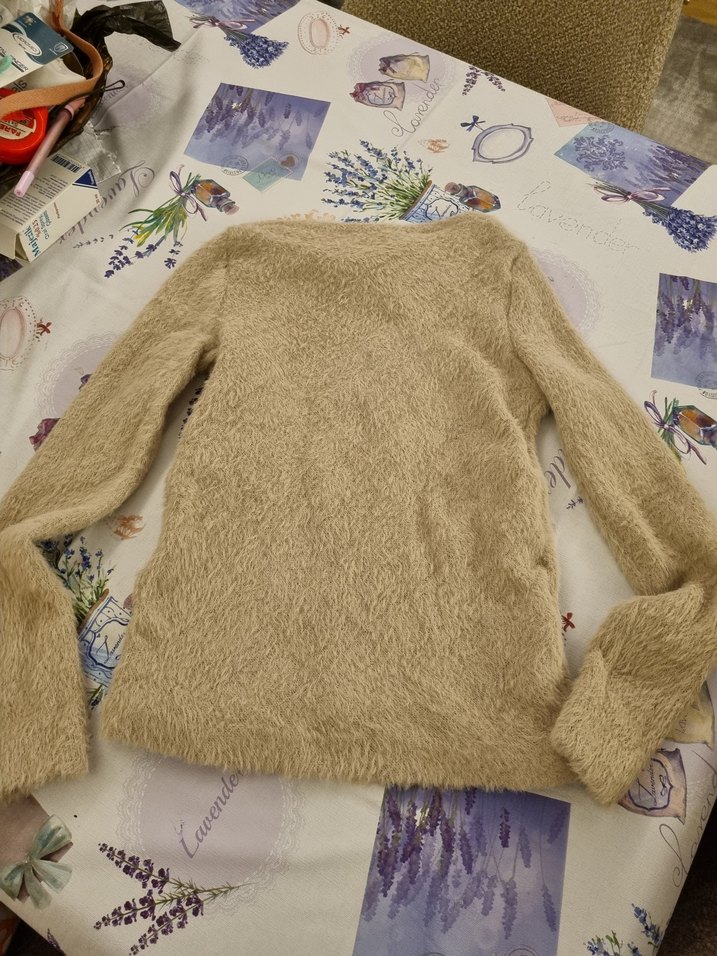 Kadın Bej Yünlü Bohem Uzun Kollu Kazak - Görsel 3