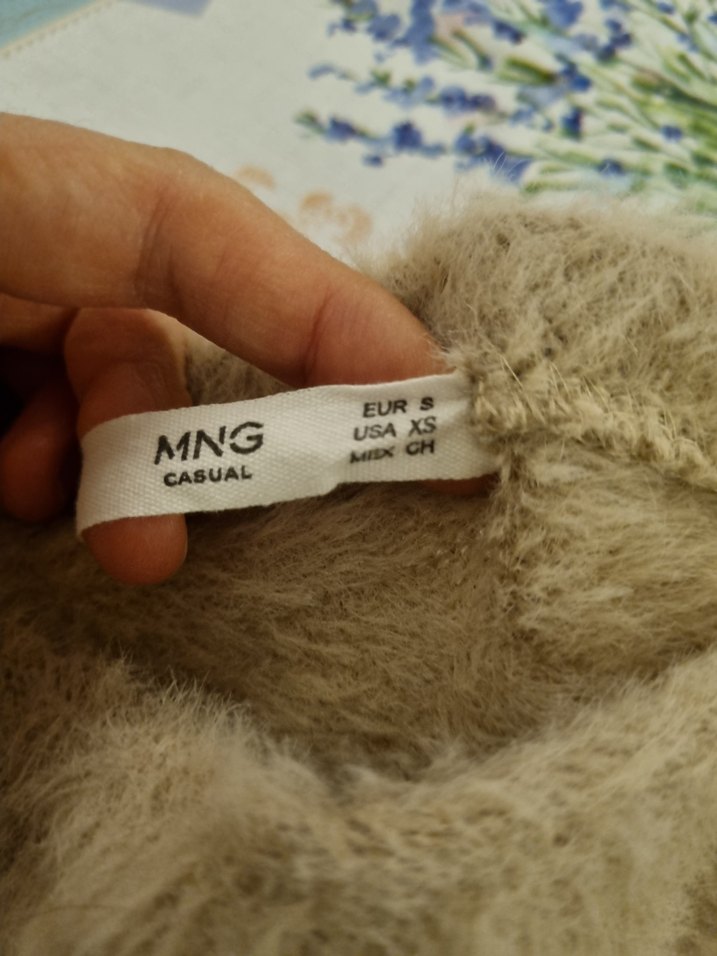 Kadın Bej Yünlü Bohem Uzun Kollu Kazak - Görsel 2