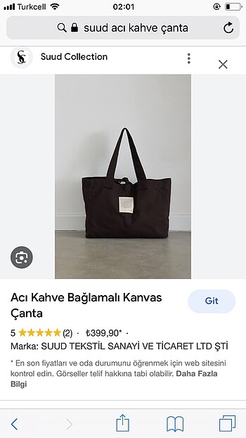 Suud Collection SUUD acı kahve bağlamalı kanvas çanta