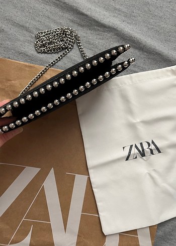  Beden siyah Renk Zara Boncuklu Çanta
