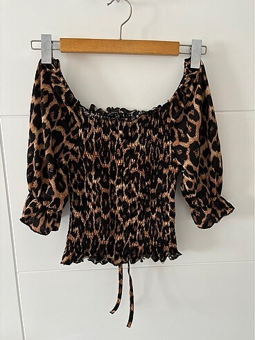 Leopar crop bluz L beden yeni