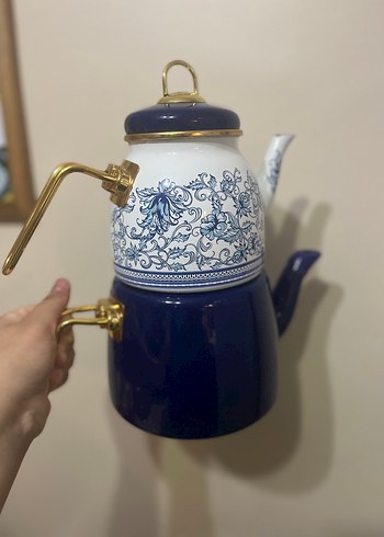 Diğer Koyu Mavi Desenli Çaydanlık