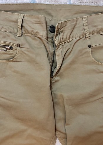 Bej Keten Kemerli Erkek Pantolon - Görsel 2