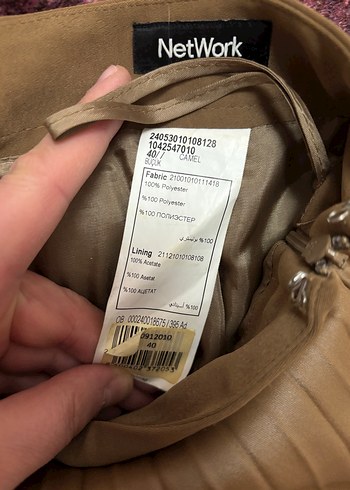 Bej Deri Pilili Uzun Kadın Etek - Görsel 2