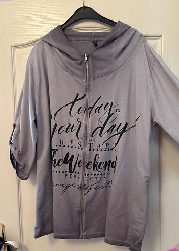 Gri Kapüşonlu Fermuarlı Kadın Sweatshirt - Görsel 2