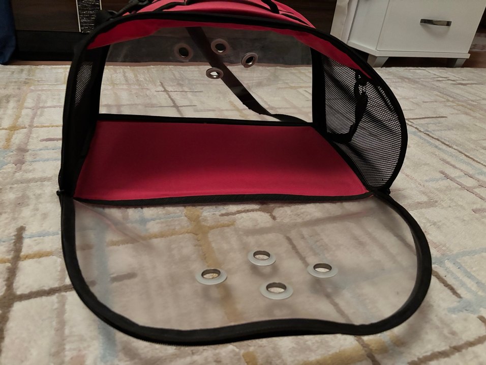 Bordo Şeffaf Taşıma Çantası - Görsel 2