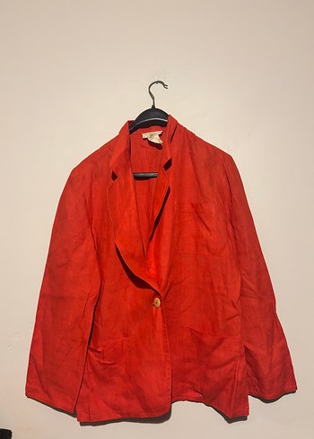 Zara Fransiz Kirmizi Tek Dugmeli Blazer Ceket