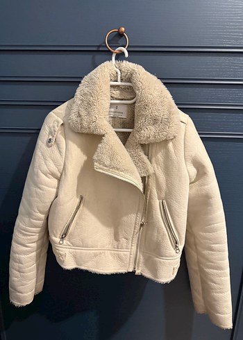m Beden camel Renk Peluş Detaylı Bej Kadın Ceket