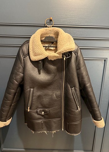 Stradivarius Kahverengi Kürklü Deri Biker Ceket