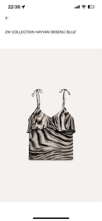 Zara zara zebra hayvan desenli bluz