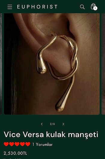 Beymen Ear cuff tasarım küpe