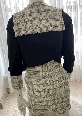 Gri-Mavi Kareli Mini Triko Takım - Görsel 5