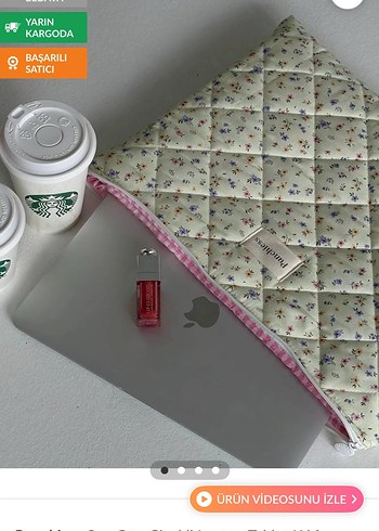 Mango Pastel Cicekli Kapitone Laptop Tablet Kilifi