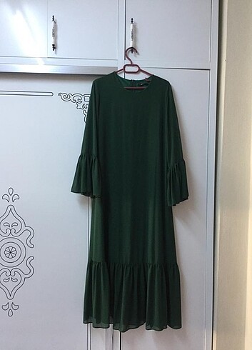 l Beden yeşil Renk tesettür elbise / abiye