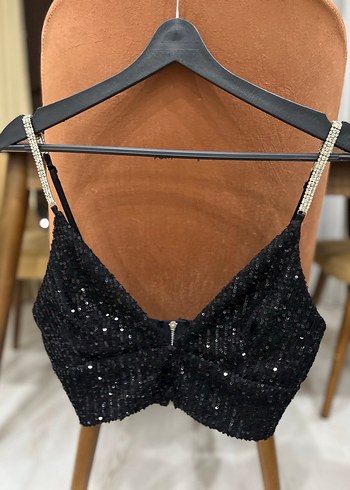 Pul İşlemeli Siyah Mini Büstiyer - Görsel 4