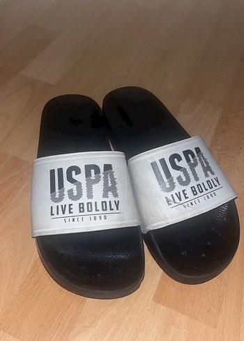 U.S Polo Assn. ORJİNAL USPA Beyaz Baskılı Erkek Terlik