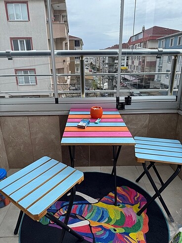 Beden çeşitli Renk Balkon bahçe masa ve taburesi (2'lidir)