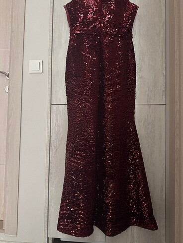 Payetli balık abiye elbise - Görsel 7