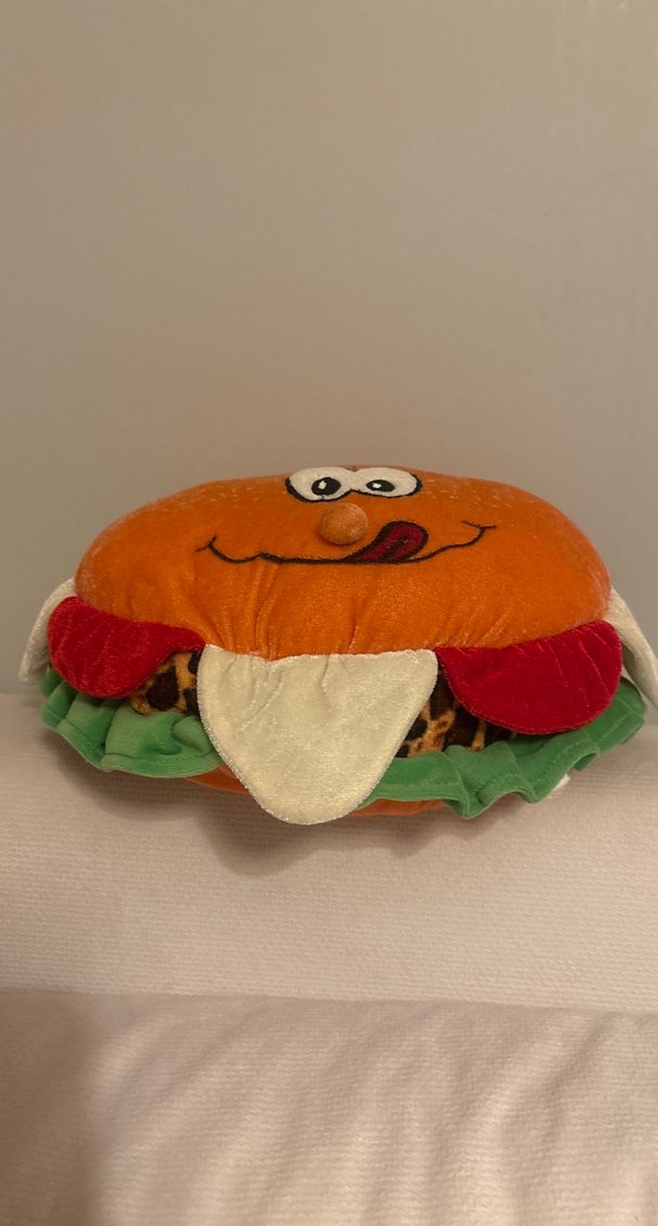 Renkli Turuncu Peluş Hamburger Oyuncak - Görsel 2