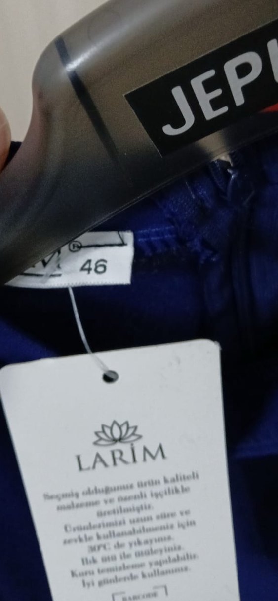 Uzun Kollu Mavi İşlemeli Abiye Elbise - Görsel 3