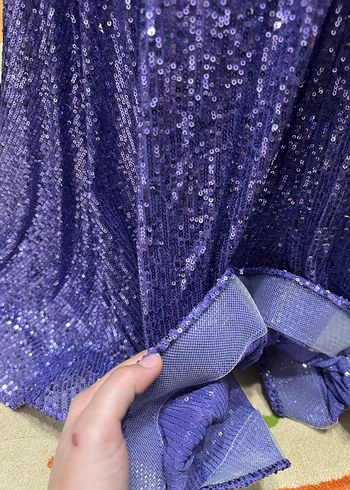 Mor Uzun Kollu Drapeli Abiye Elbise - Görsel 9