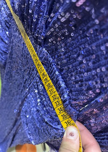 Mor Uzun Kollu Drapeli Abiye Elbise - Görsel 7