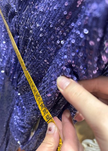 Mor Uzun Kollu Drapeli Abiye Elbise - Görsel 8