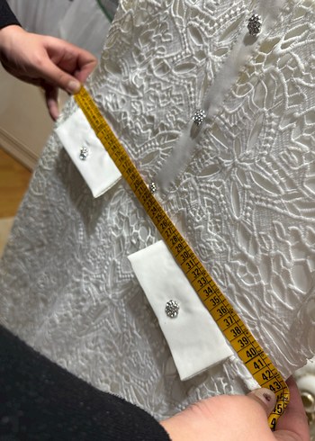 Dantel İşlemeli Beyaz Midi Elbise - Görsel 8