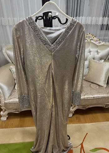 Uzun Kollu Drapeli Abiye Elbise - Görsel 6