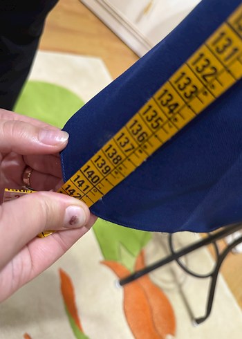 Mavi V Yakalı Uzun Kollu Abiye elbise - Görsel 7