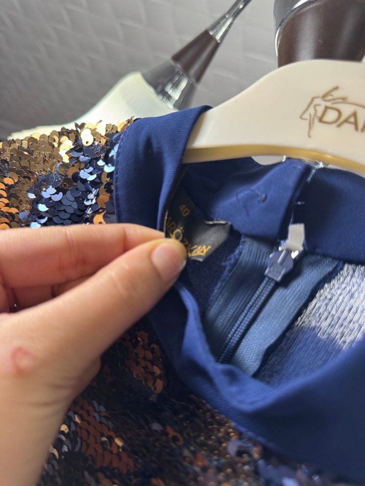 Mavi V Yakalı Uzun Kollu Abiye elbise - Görsel 5