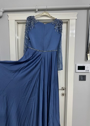 Mavi İşlemeli Söz elbisesi - Görsel 7