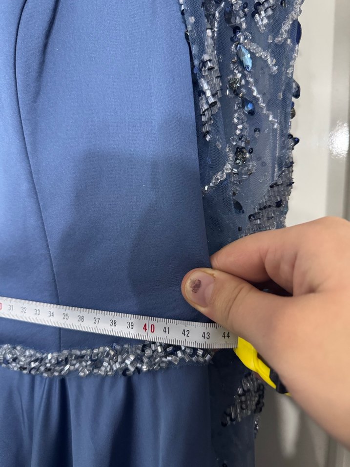 Mavi İşlemeli Söz elbisesi - Görsel 5