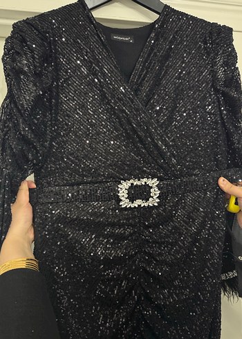 Uzun Siyah Drapeli Gotik Abiye Elbise - Görsel 5