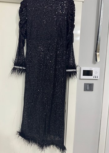 Uzun Siyah Drapeli Gotik Abiye Elbise - Görsel 10