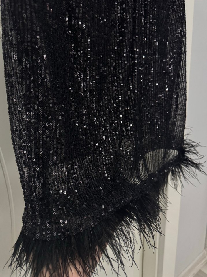 Uzun Siyah Drapeli Gotik Abiye Elbise - Görsel 3