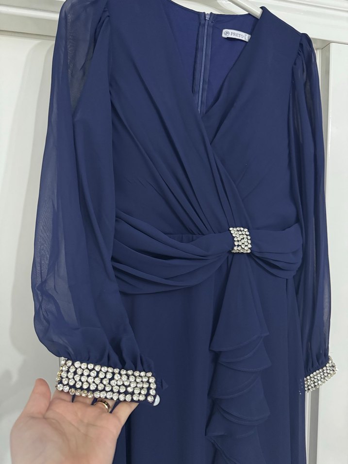 Kadın Lacivert Uzun Abiye Elbise - Görsel 2