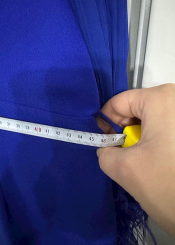 Püsküllü Mavi Uzun Abiye Elbise - Görsel 8