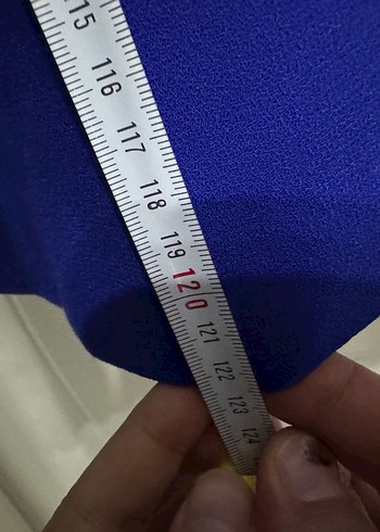 Püsküllü Mavi Uzun Abiye Elbise - Görsel 10