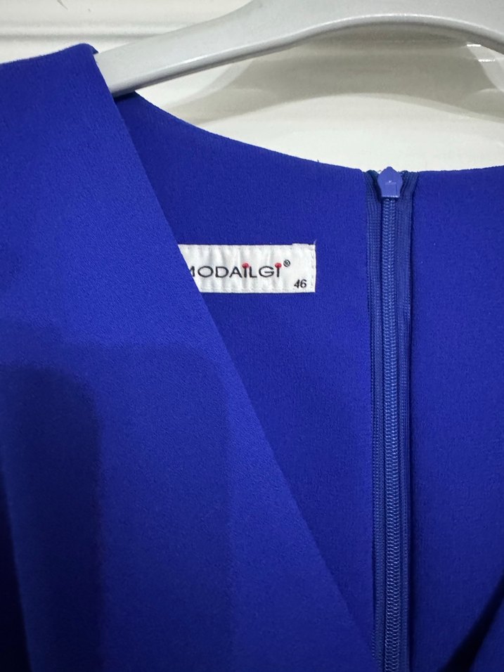 Püsküllü Mavi Uzun Abiye Elbise - Görsel 4