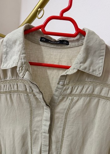 Bej Kısa Kollu Keten Tulum - Görsel 4