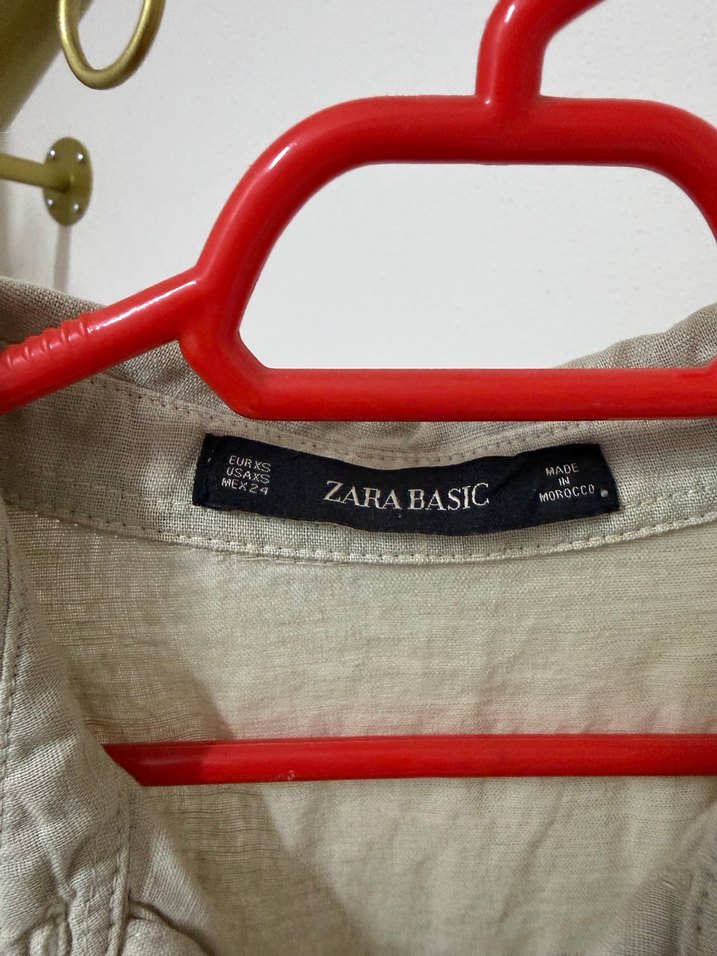 Bej Kısa Kollu Keten Tulum - Görsel 5