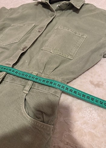 Düğmeli Kısa Denim Tulum - Görsel 7