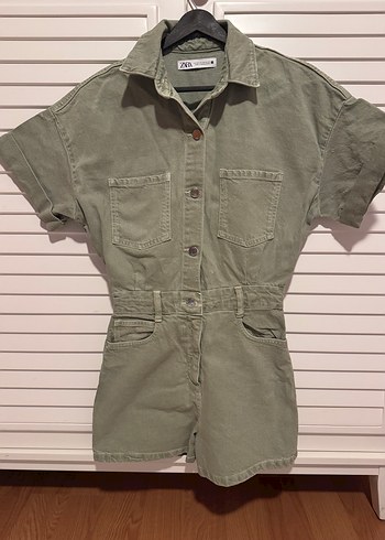 Düğmeli Kısa Denim Tulum - Görsel 3