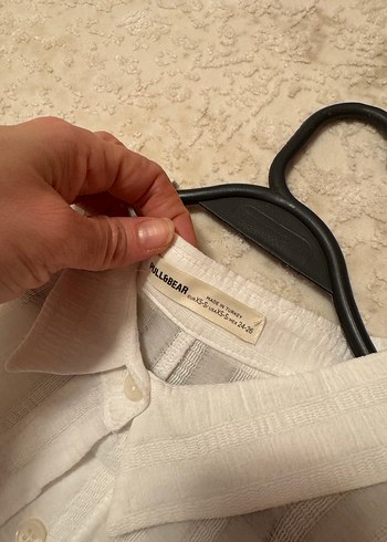 Beyaz V Yaka Kadın Keten Gömlek - Görsel 5