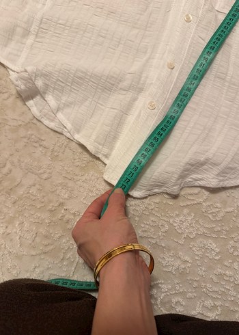 Beyaz V Yaka Kadın Keten Gömlek - Görsel 9