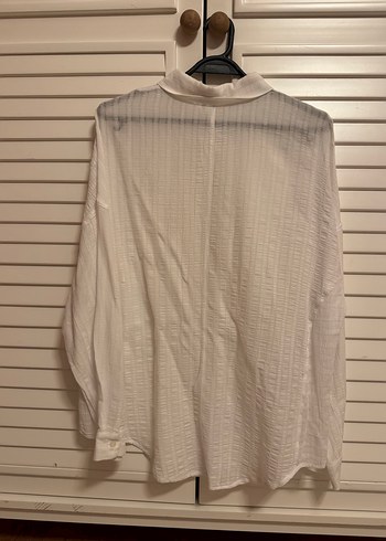 Beyaz V Yaka Kadın Keten Gömlek - Görsel 4