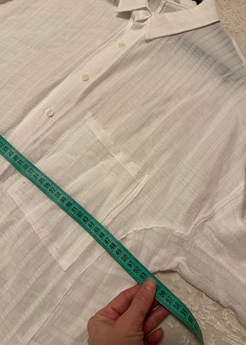 Beyaz V Yaka Kadın Keten Gömlek - Görsel 8