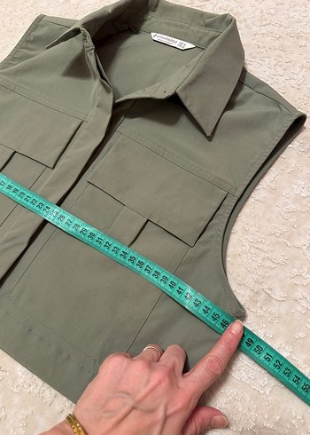 Düğmeli Kısa Haki Yelek - Görsel 8