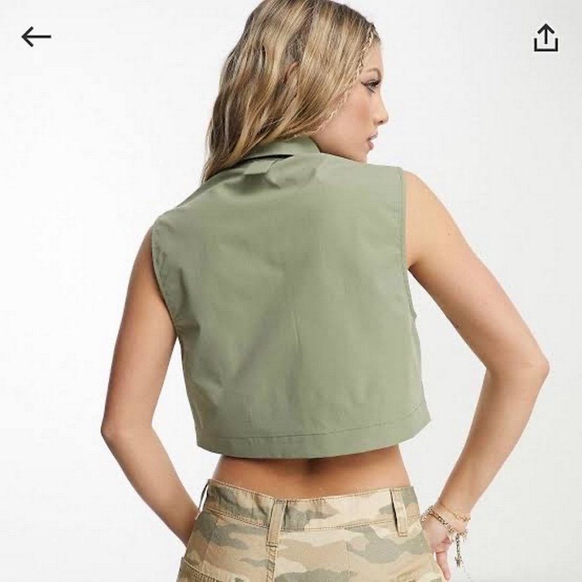 Düğmeli Kısa Haki Yelek - Görsel 2